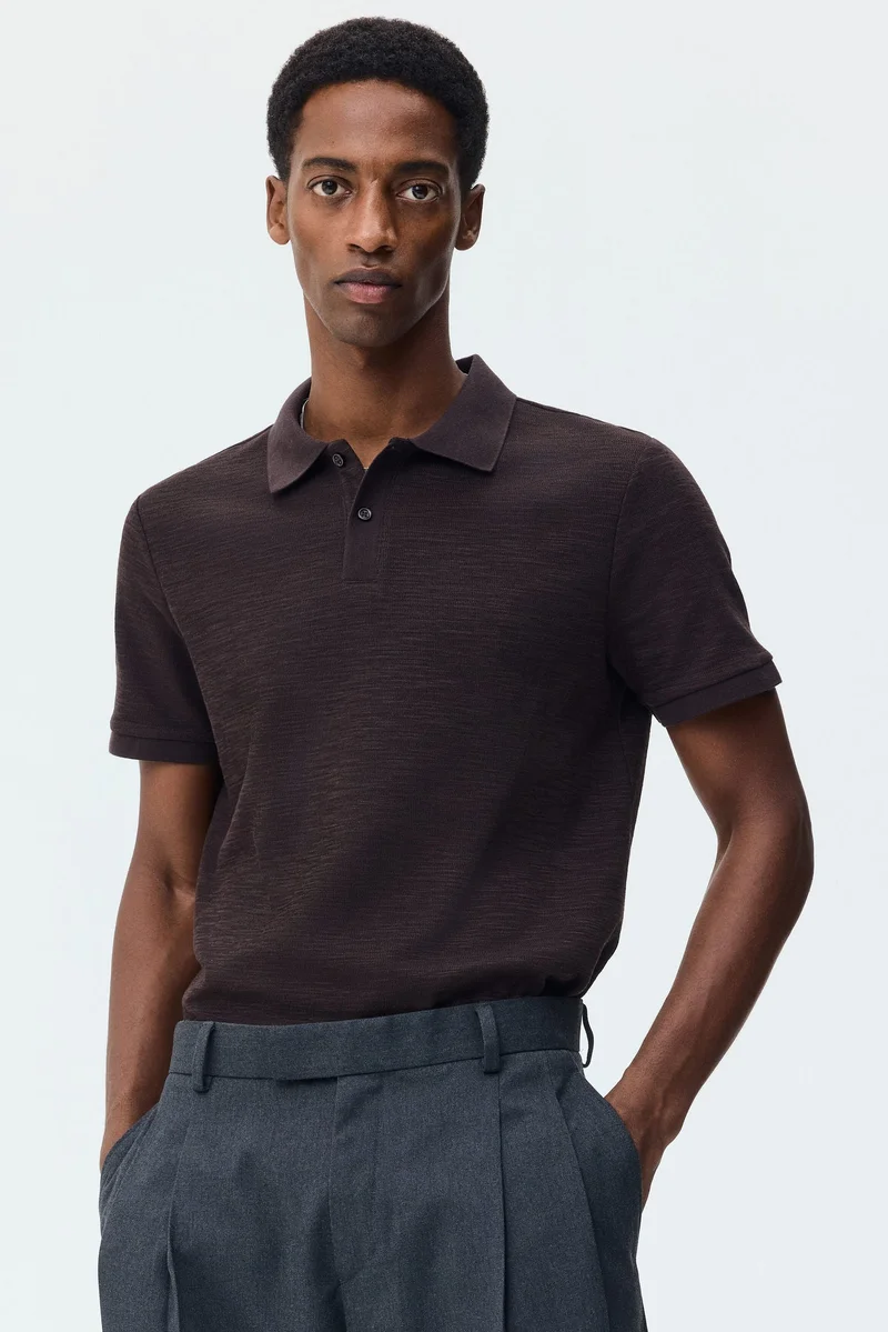 H&M Slim Fit Jacquard-knit polo shirt